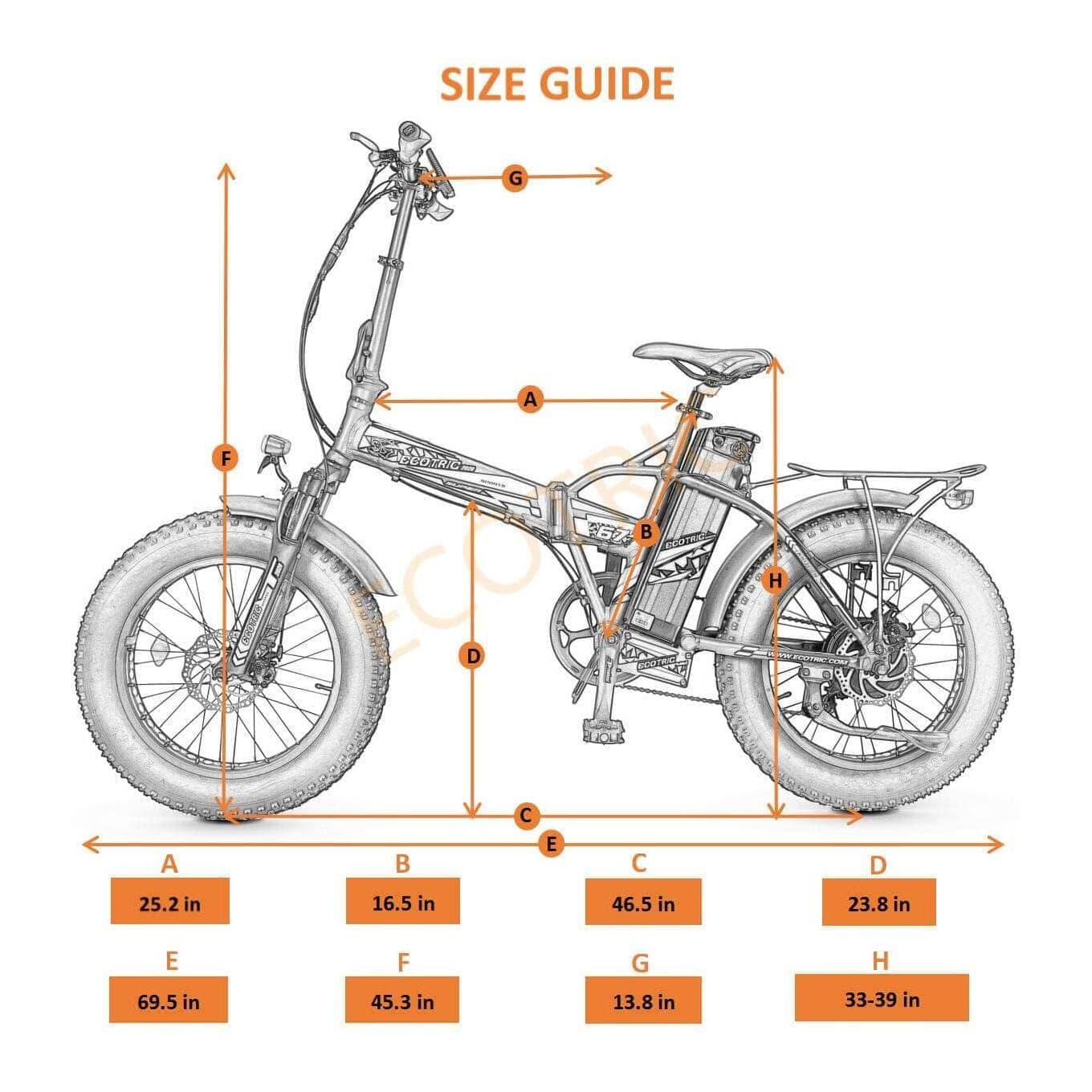 Ecotric Ebikes Ecotric 48V Fat Tire Portable and Folding Electric Bike with color LCD display