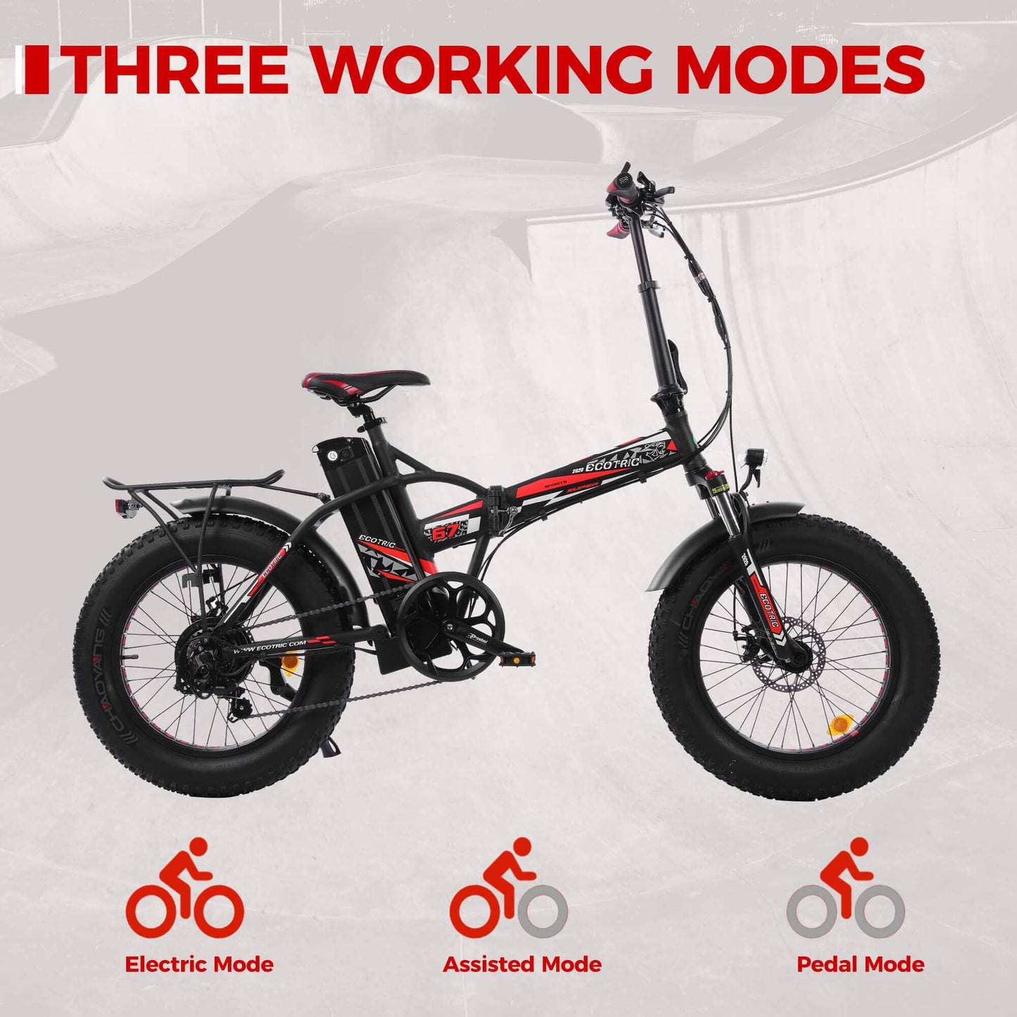 Ecotric Ebikes Ecotric 48V Fat Tire Portable and Folding Electric Bike with color LCD display