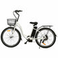 Ecotric ebikes White Ecotric Peacedove 26" electric city bike with basket and rear rack
