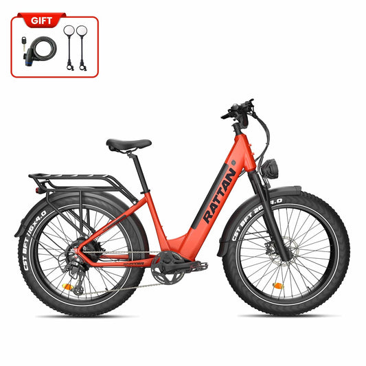 Rattan ebikes Lava Red / Ebike with extra battery Rattan Pathfinder ST