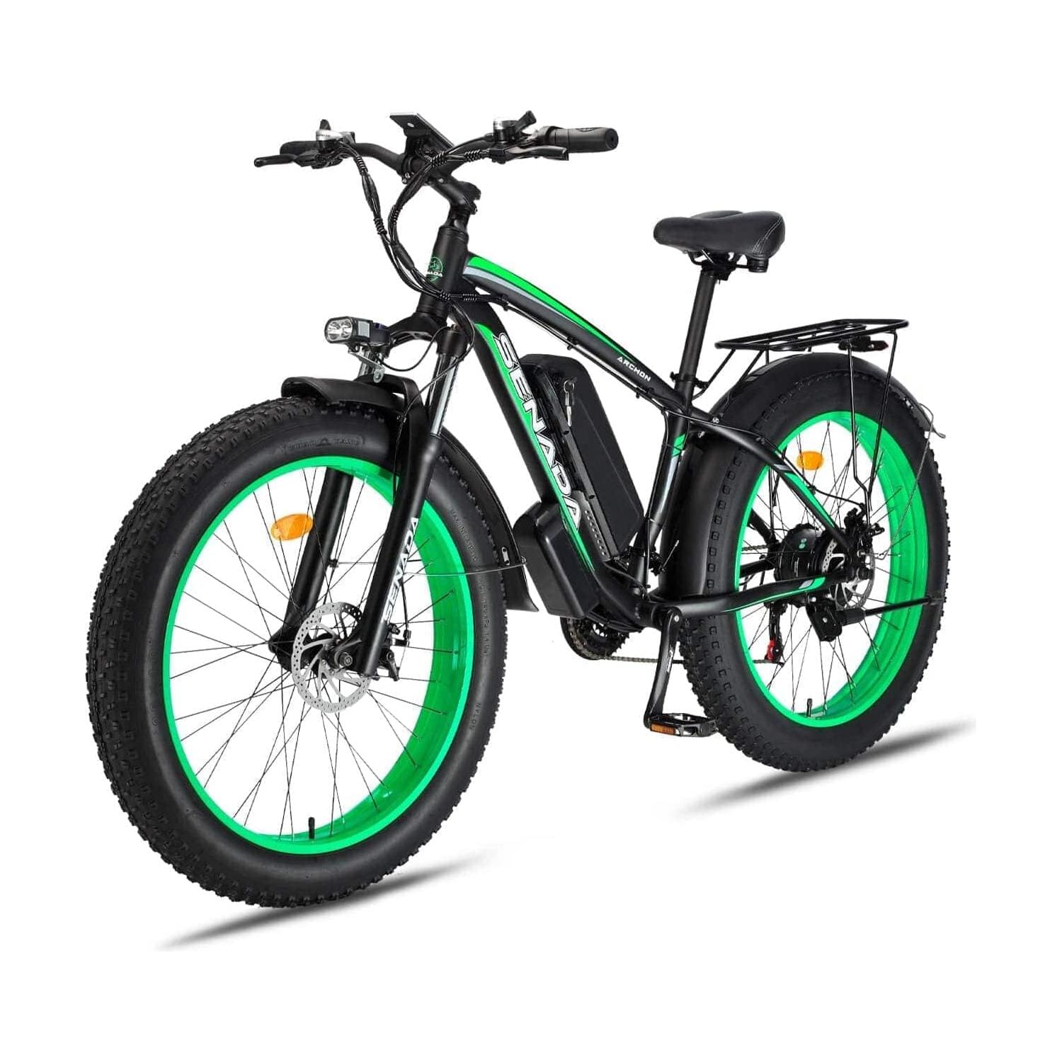 Senada ebikes Black Green Senada Archon All-Terrain Mountain Bike| 1000W
