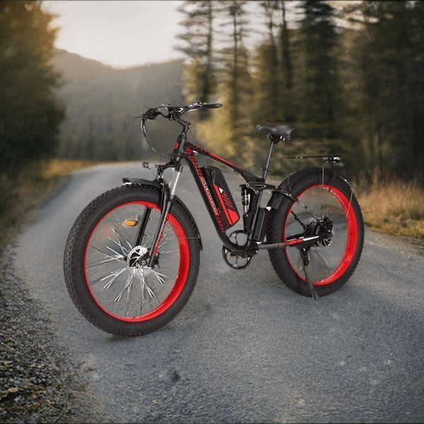 Senada ebikes Black Red Senada Viper Plus Softail Electric Mountain Bike|1000W