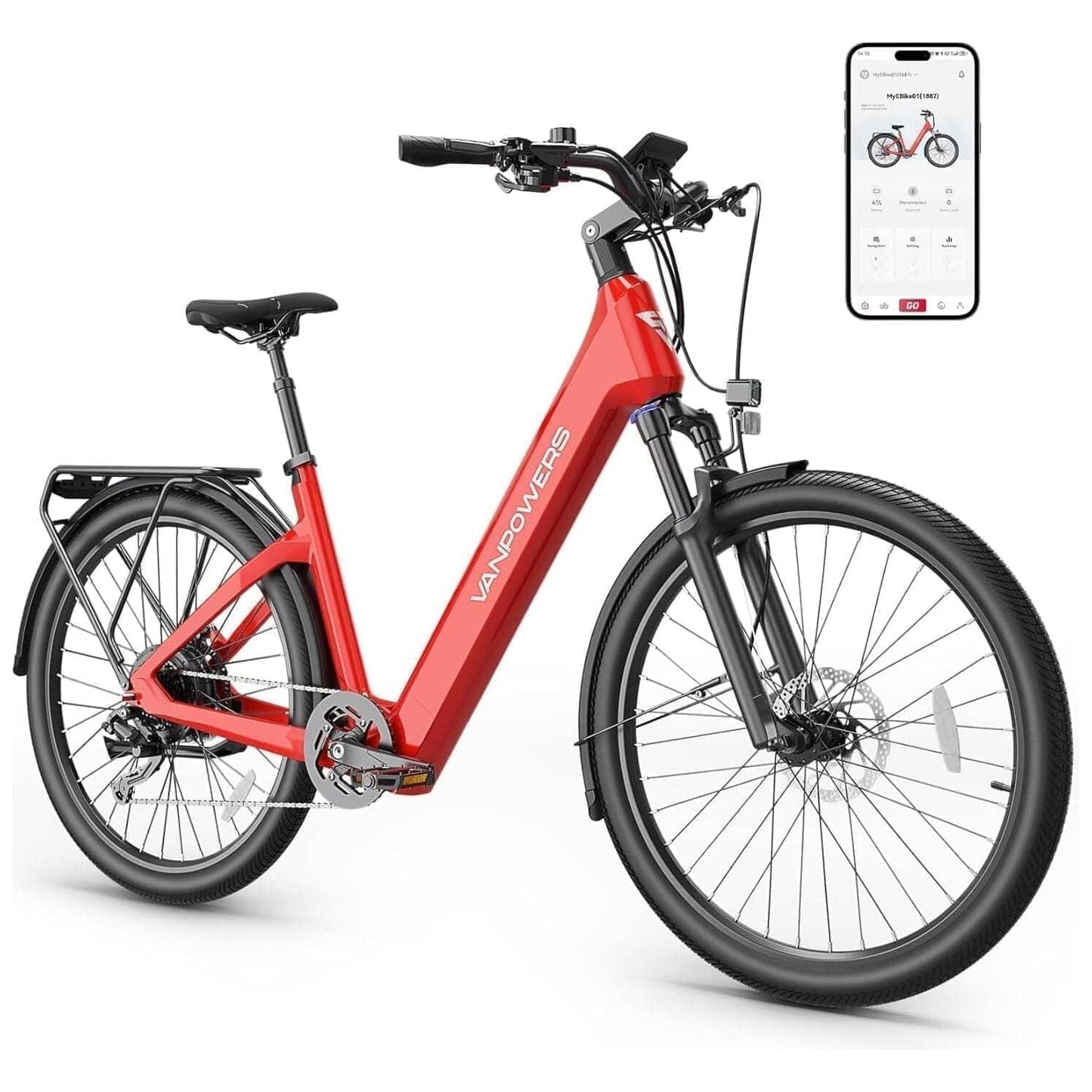 Vanpowers ebikes Lava Red / Small: Rider Heights 5'1" - 5'9" Vanpowers UrbanGlide-Pro