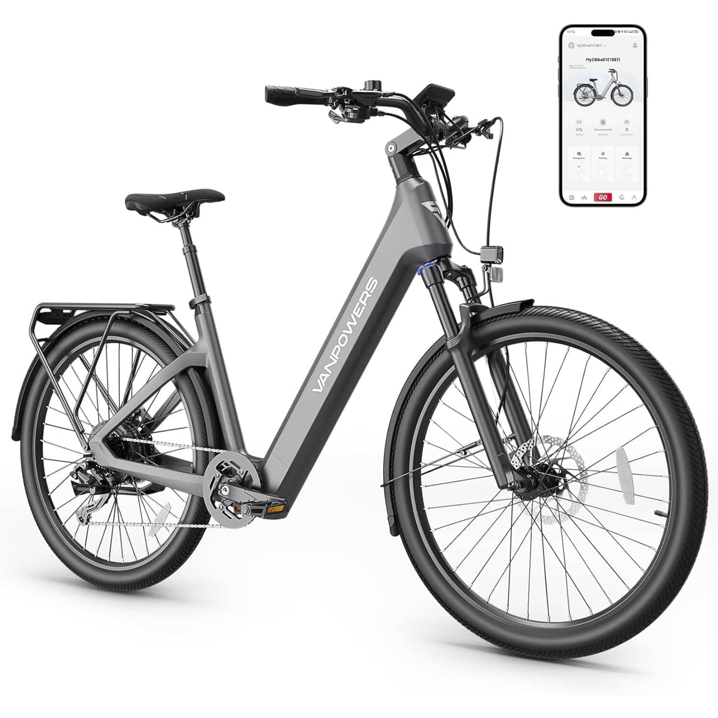 Vanpowers ebikes Zircon Gray / Small: Rider Heights 5'1" - 5'9" Vanpowers UrbanGlide-Pro